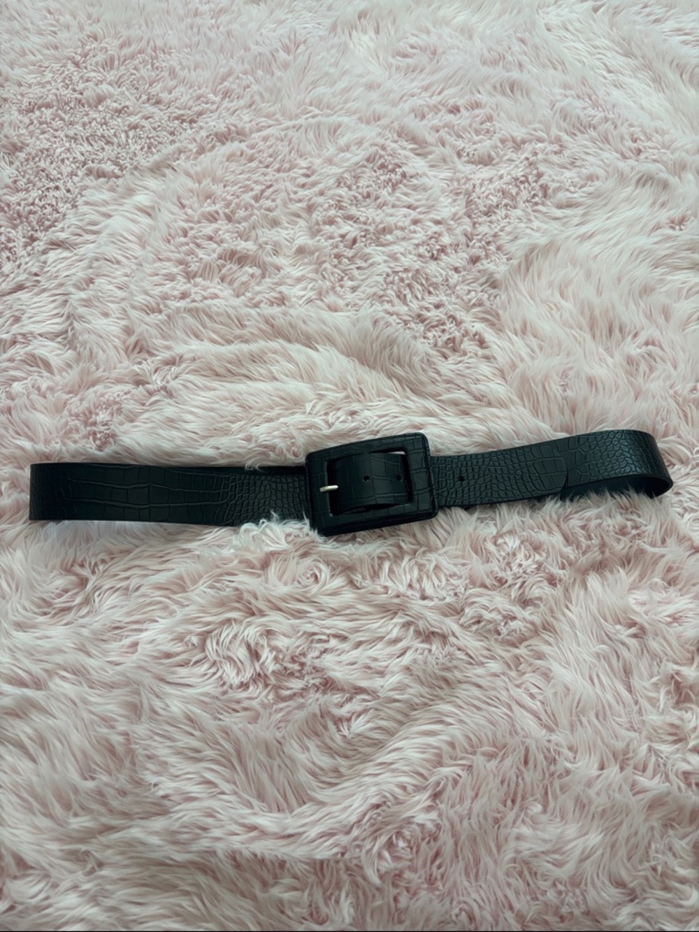 Classic Black Faux-Croc Leather Belt - Women Accessories